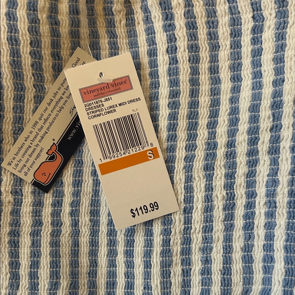 NWT Vineyard Vines Blue and White Striped Midi Dress - Picture 2 of 7